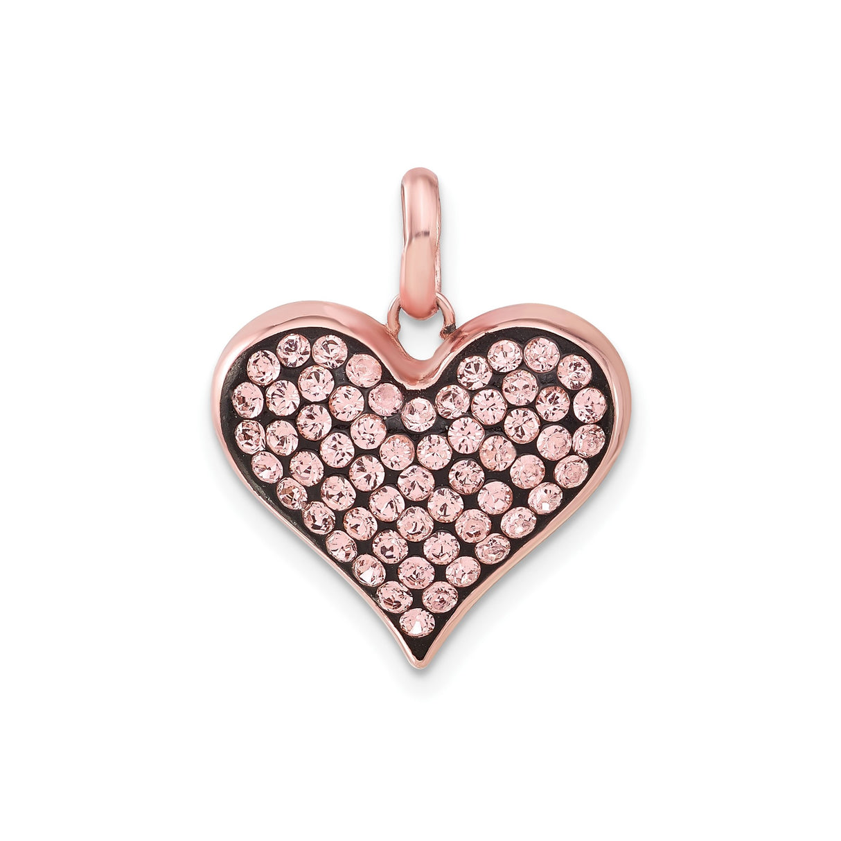 Sterling Silver Heart Pendant with Pink Crystal and Rose Gold Plating, Romantic Jewelry for Women