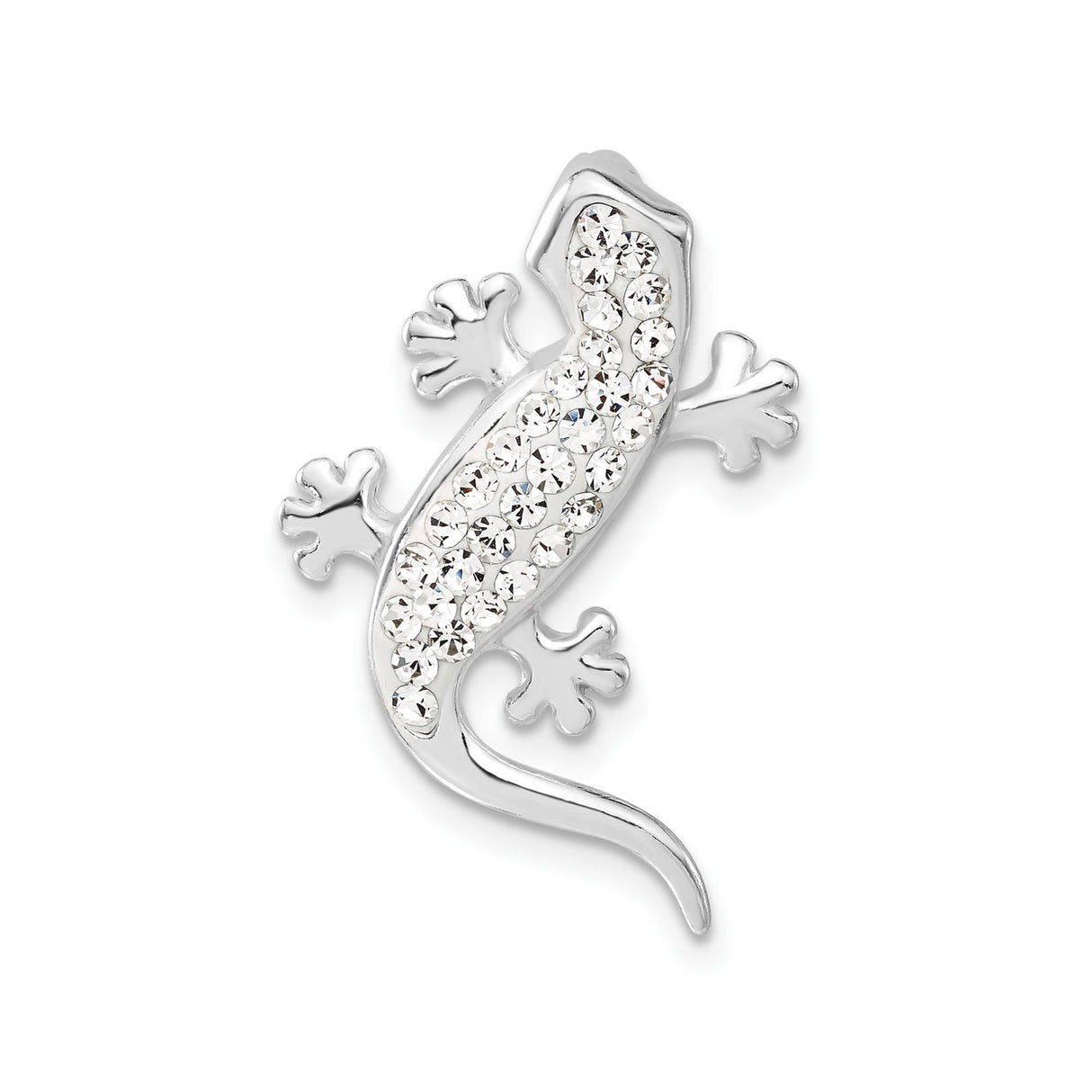 Sterling Silver Gecko Lizard Pendant with Clear Crystal Accents, Nature Inspired Animal Jewelry