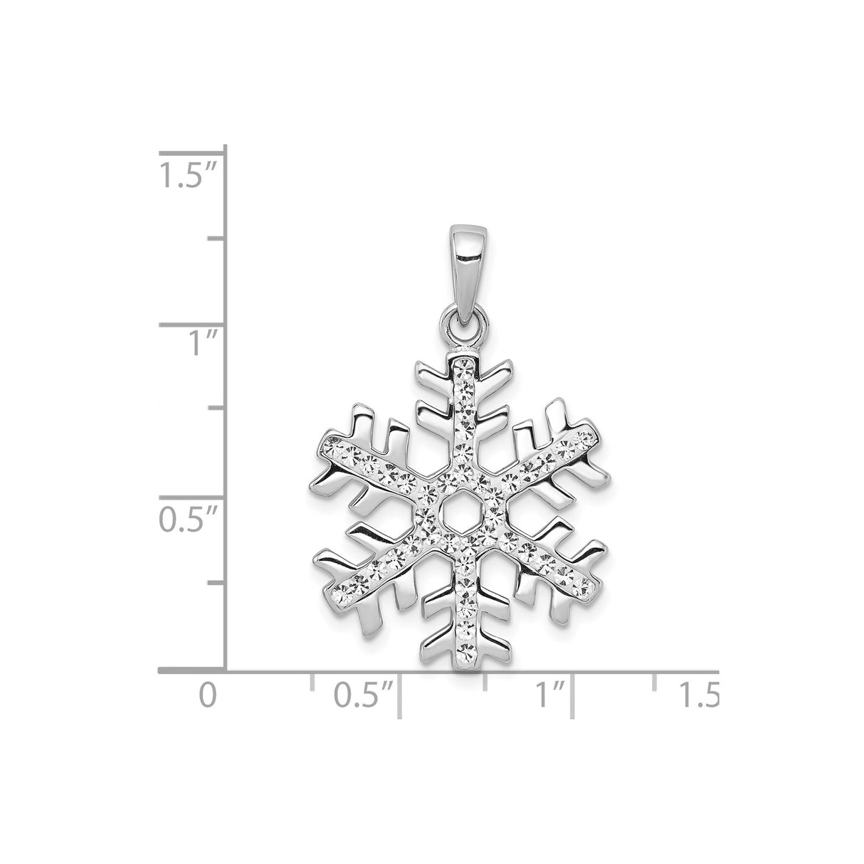 Sterling Silver Snowflake Pendant with Crystal, Six-Point Design, Winter Jewelry for Women