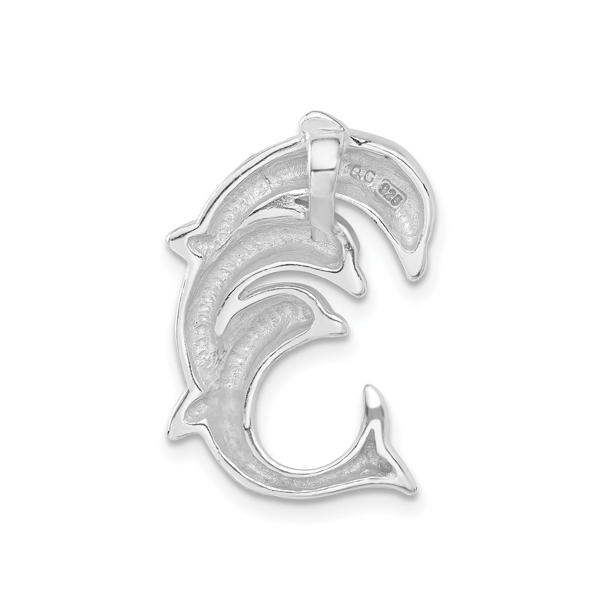 Sterling Silver Dolphin Pendant with Clear Crystal Accents, Three Dolphin Ocean Theme