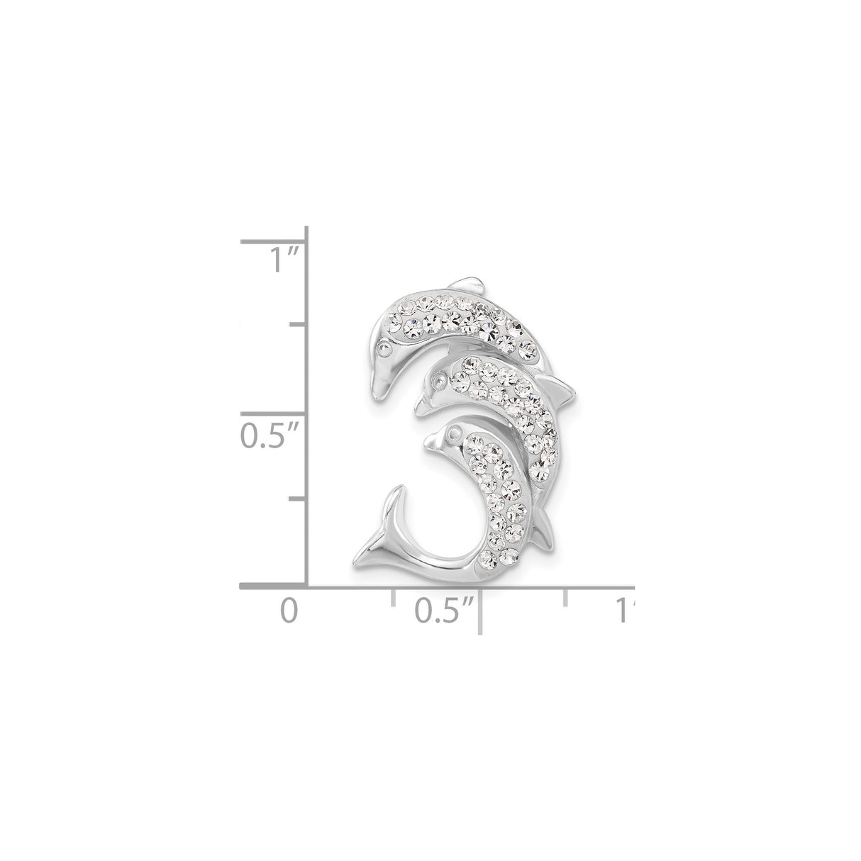 Sterling Silver Dolphin Pendant with Clear Crystal Accents, Three Dolphin Ocean Theme