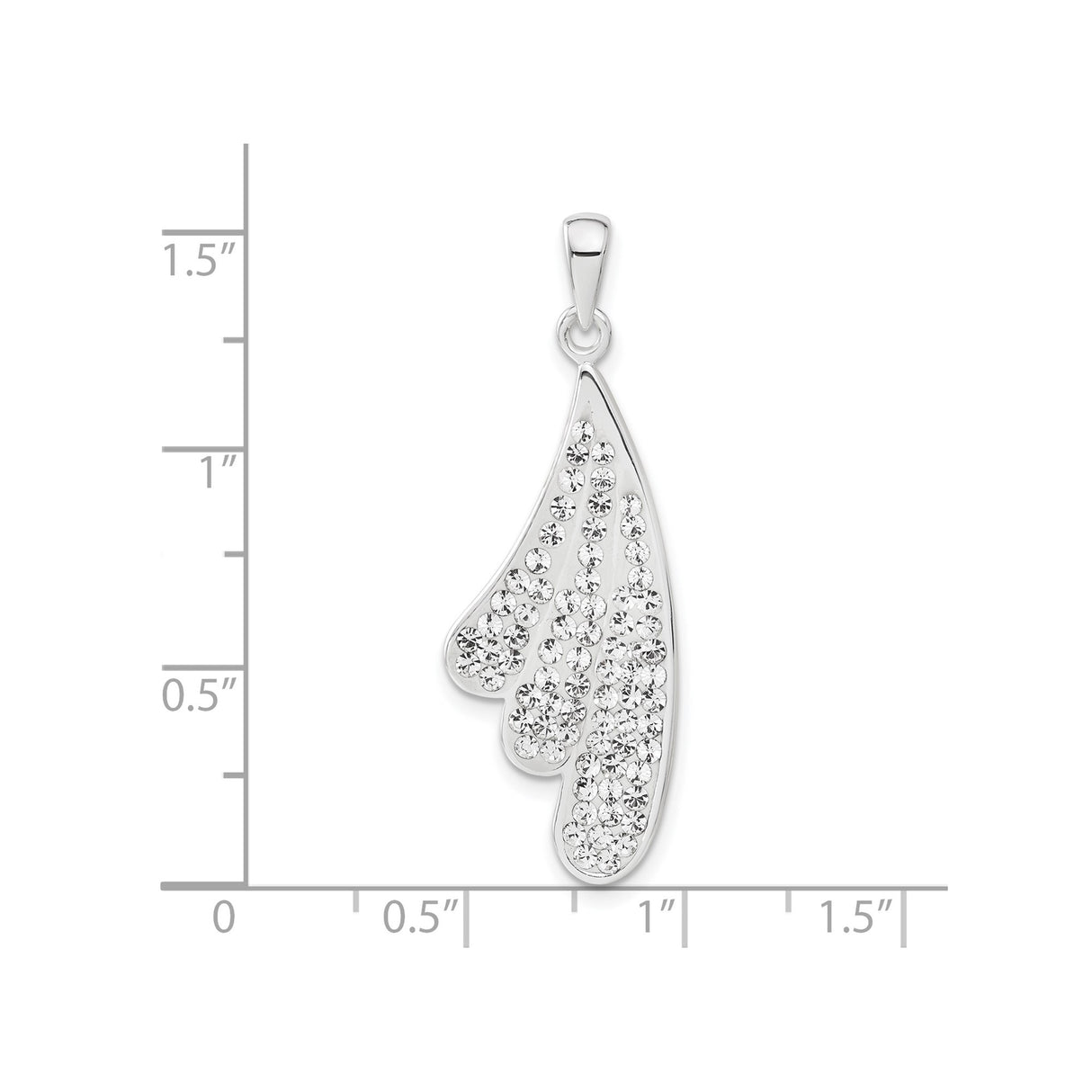 Sterling Silver Angel Wing Pendant with Clear Crystal Accents, Spiritual Memorial Jewelry for Women