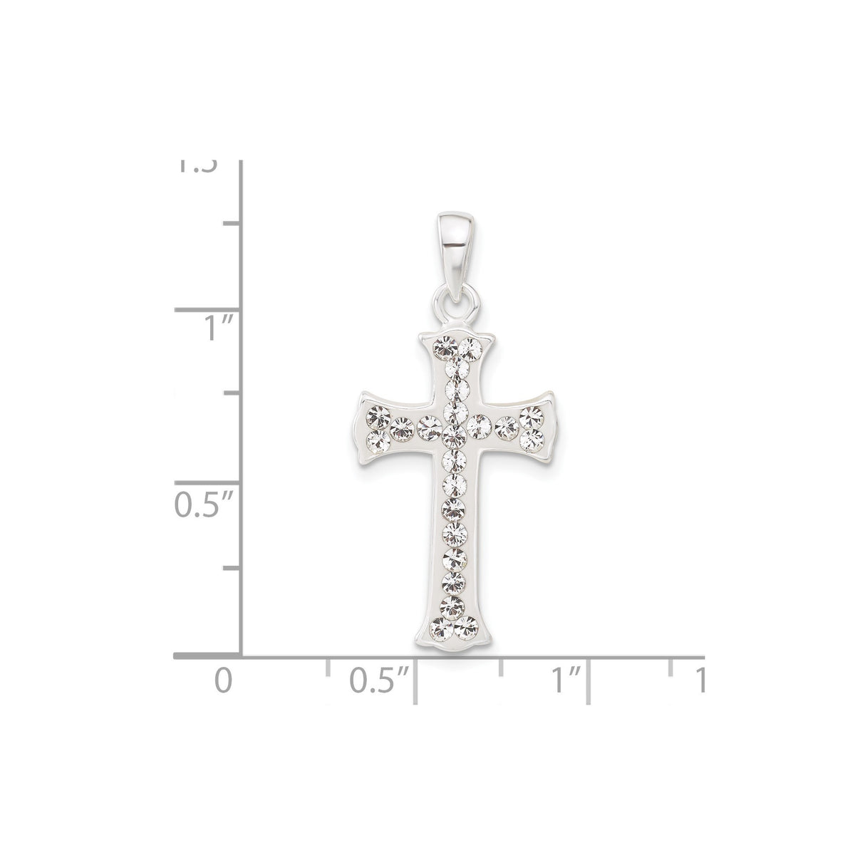 Sterling Silver Cross Pendant with White Crystal, Modern Religious Faith Symbol for Men and Women