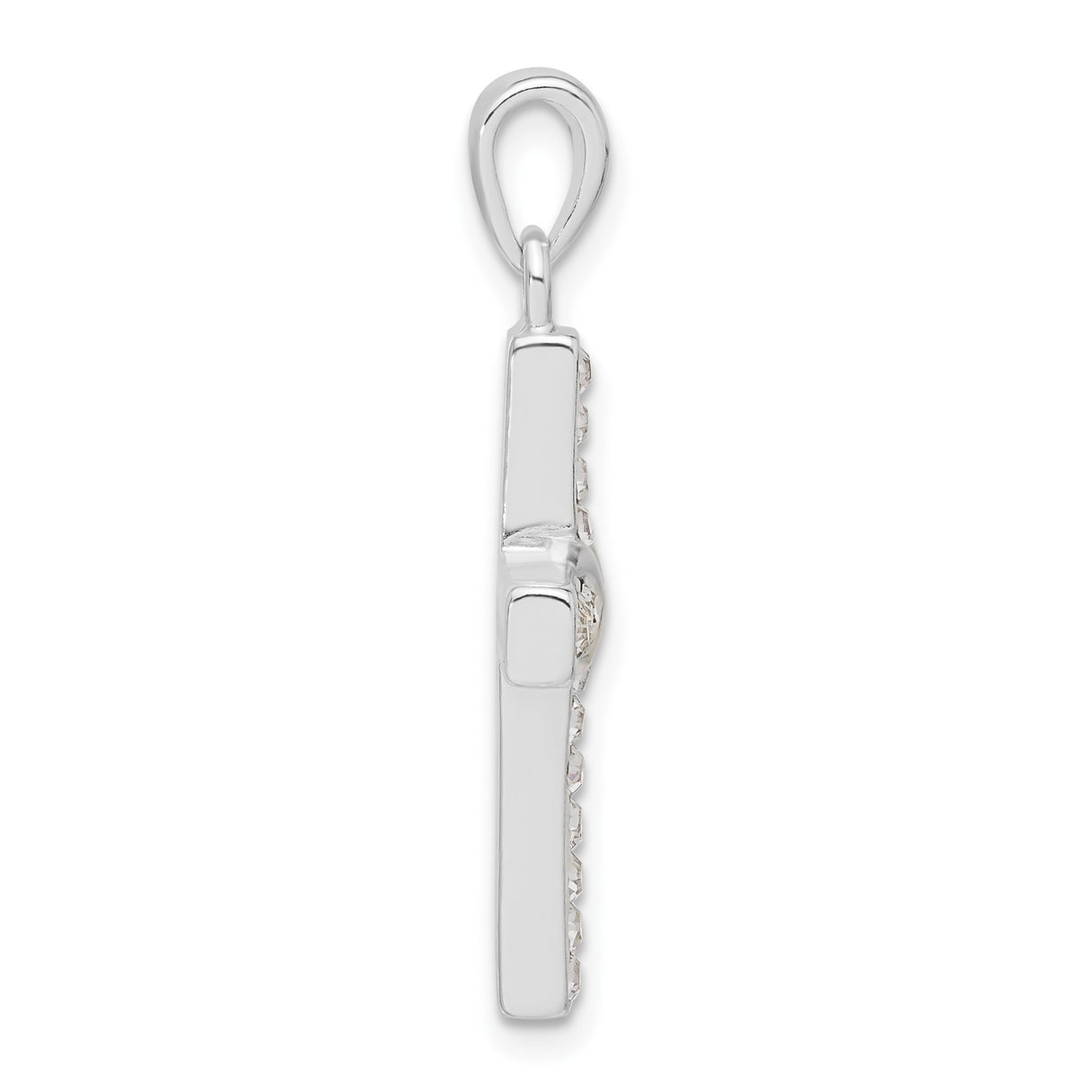 Sterling Silver Faith Pendant with Crystal Beveled Cross Charm for Men and Women