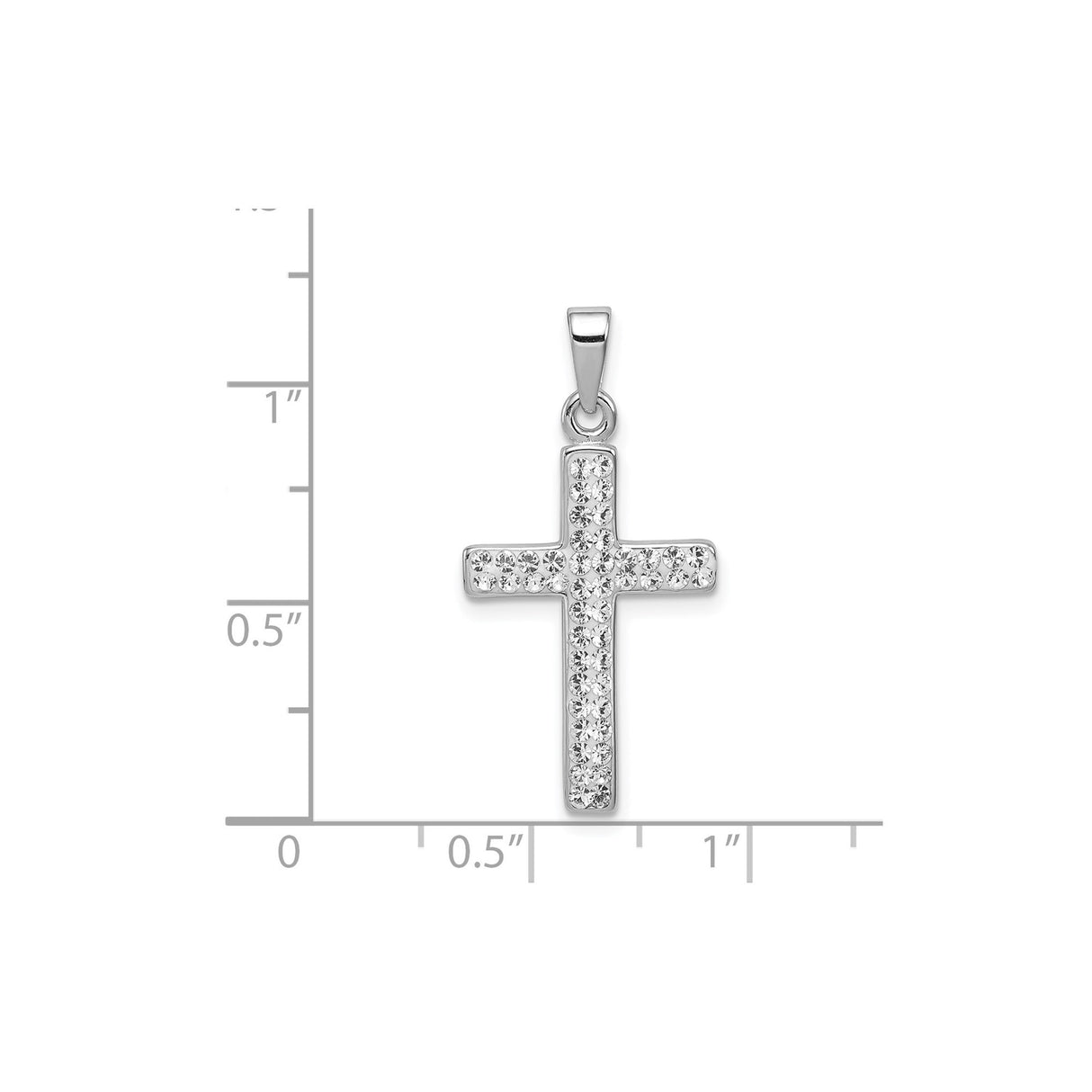 Sterling Silver Cross Pendant with Clear Crystal, Modern Style Faith Jewelry for Men and Women