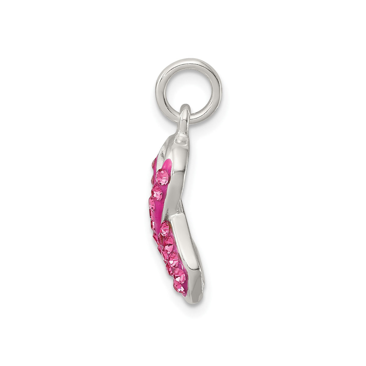 Sterling Silver Pendant with Crystals, Pink Ribbon Breast Cancer Awareness Jewelry