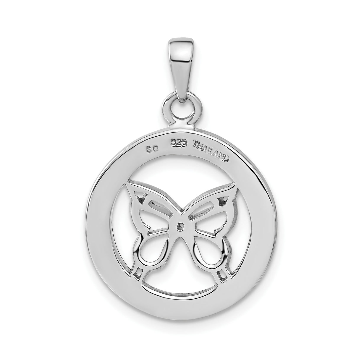 Sterling Silver Butterfly Pendant with Blue and Clear Crystals, Openwork Nature Design