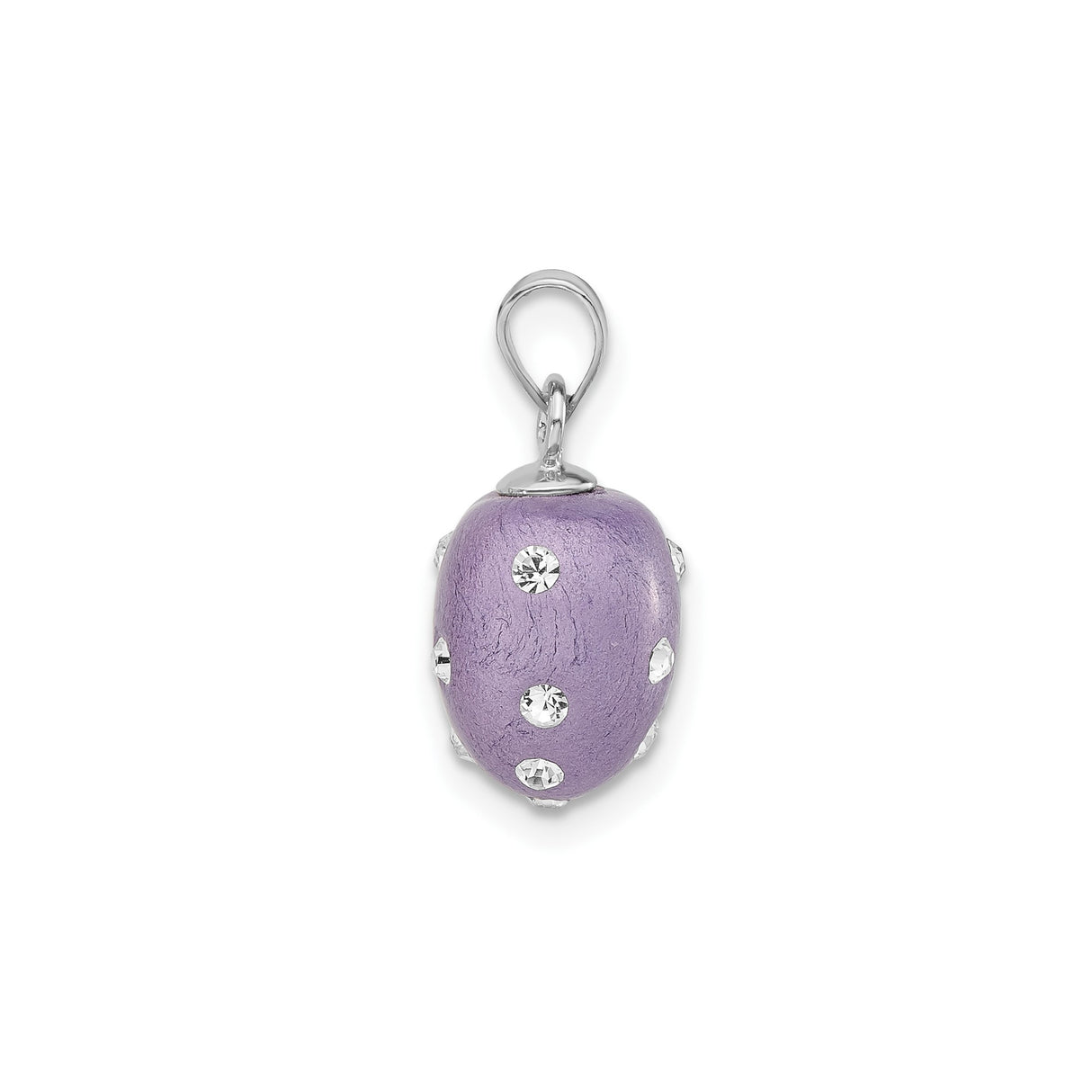 Sterling Silver Heart Pendant with Textured Purple Murano Glass and Clear Crystals