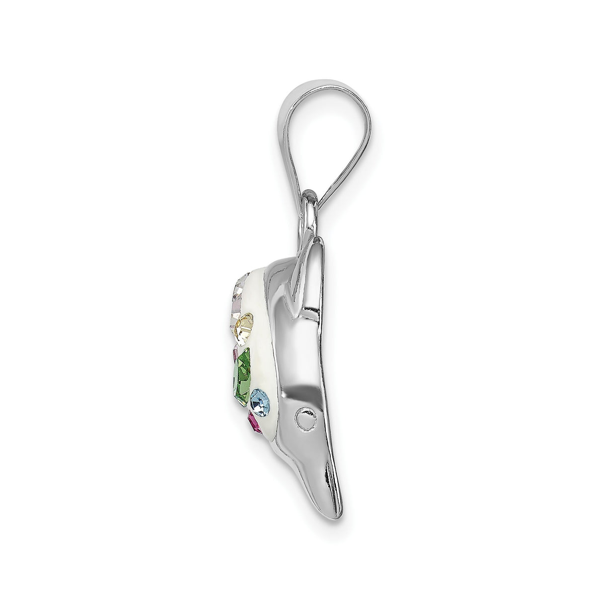 Sterling Silver Dolphin Pendant with Colorful Cubic Zirconia Accents, Ocean Animal Charm