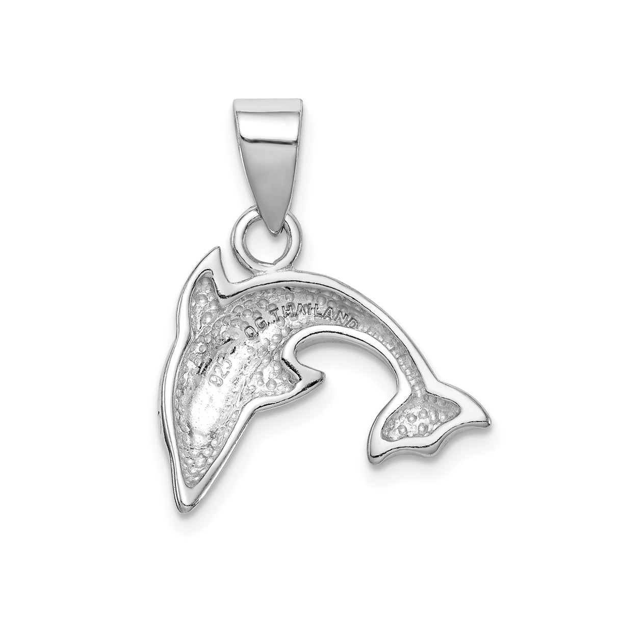 Sterling Silver Dolphin Pendant with Colorful Cubic Zirconia Accents, Ocean Animal Charm