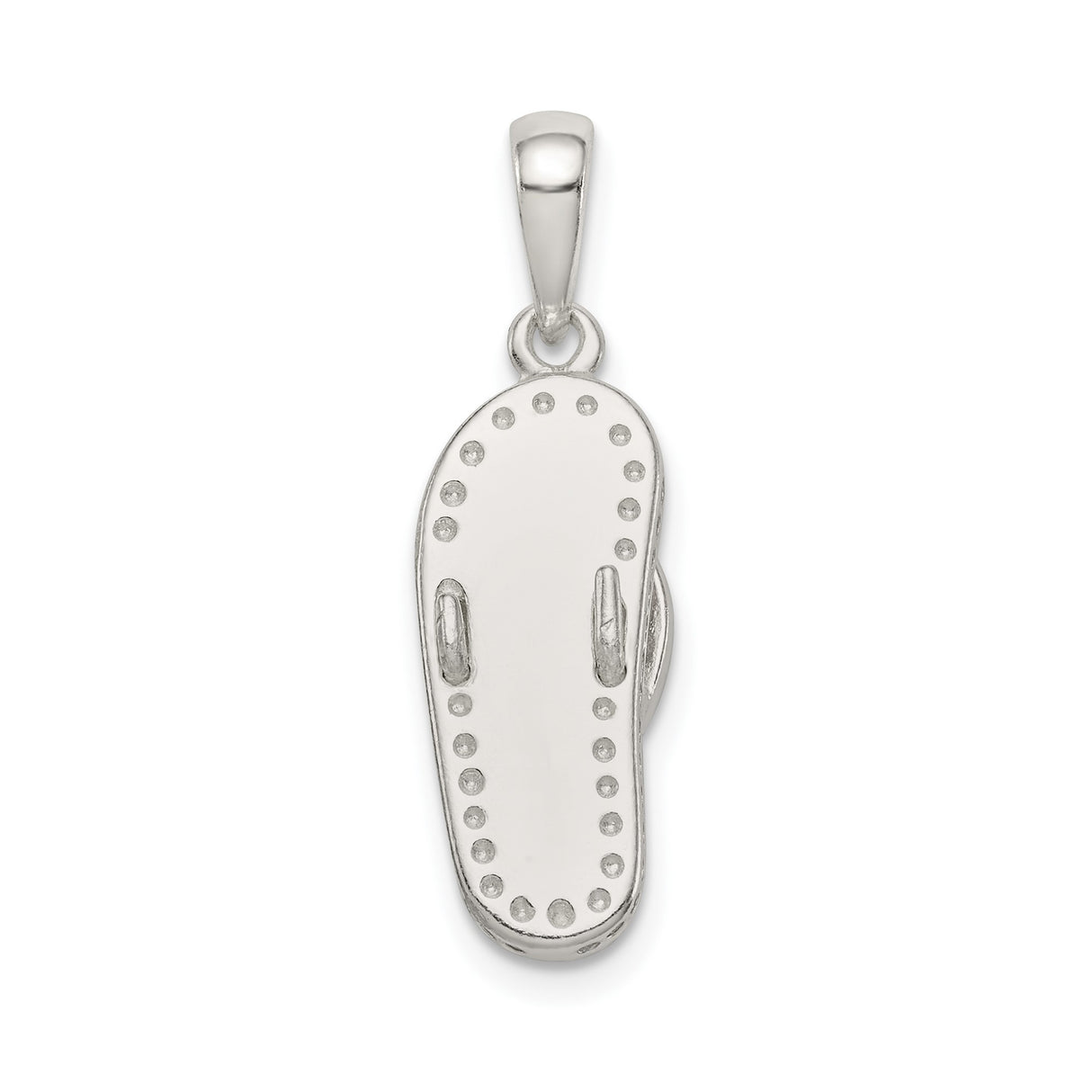 Sterling Silver Flip-Flop Charm Pendant with Crystals, Tropical Sandal Design