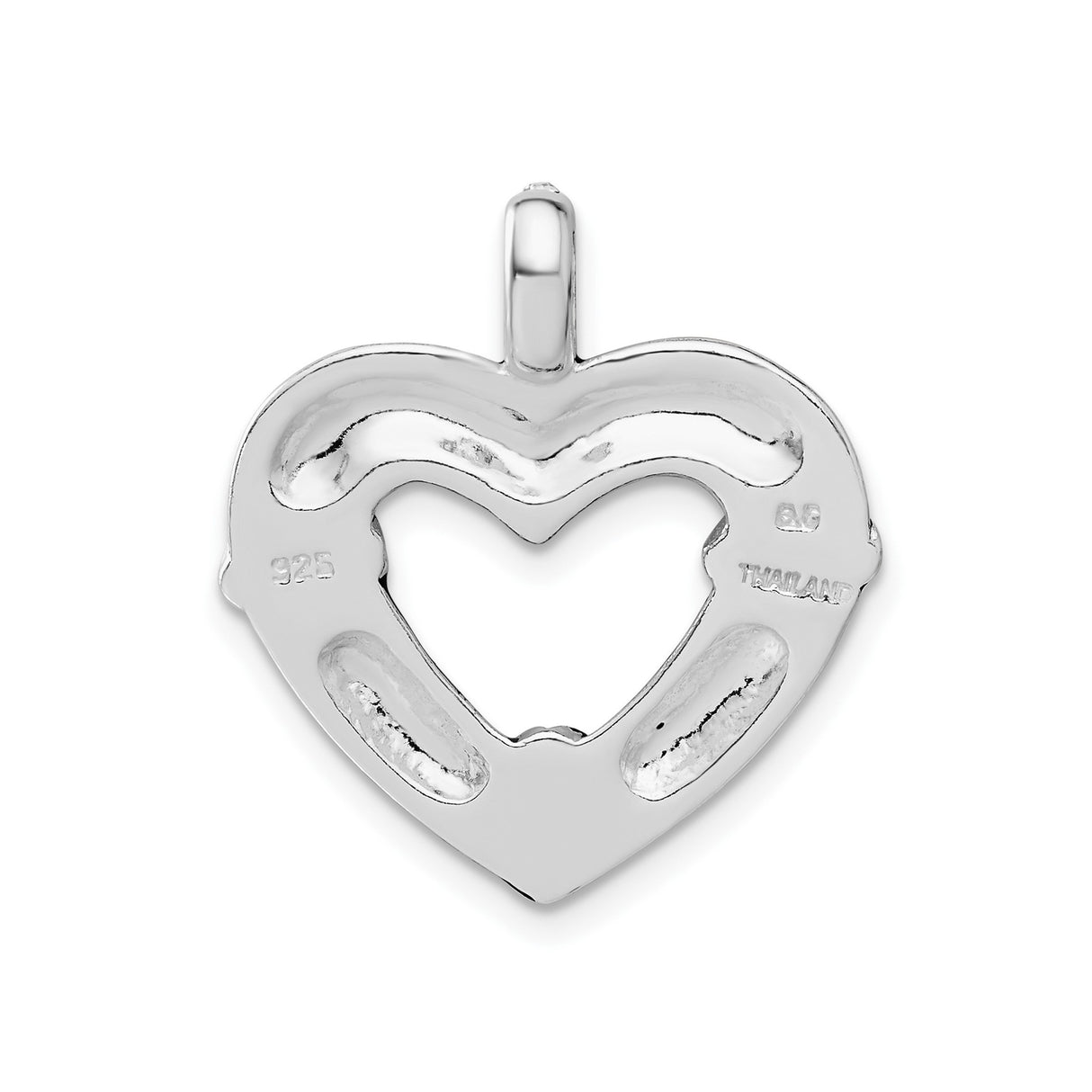 Sterling Silver Heart Pendant with Black Enamel, Filigree Scrollwork and Clear Crystals