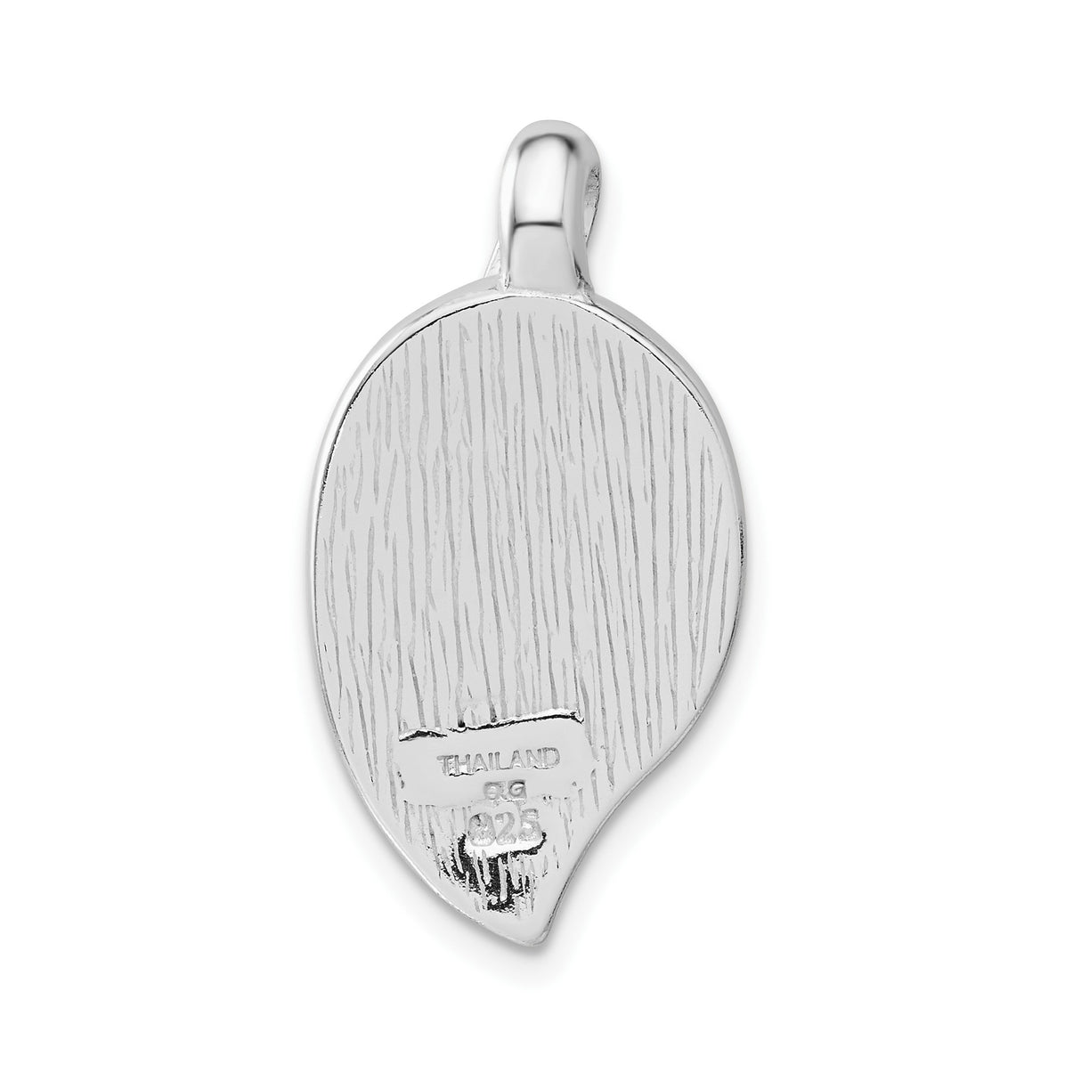 Sterling Silver Leaf Shaped Pendant with Clear and Black Crystals, Zebra Stripe Pattern
