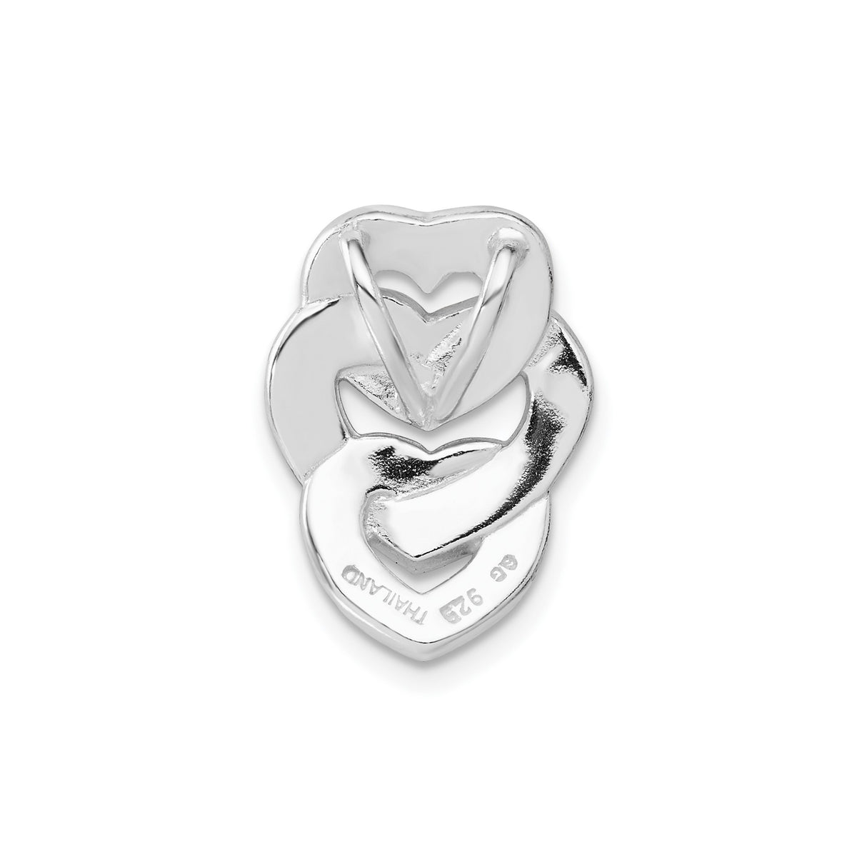 Sterling Silver Heart Charm with Clear Crystals, Intertwined Hearts and Black Enamel