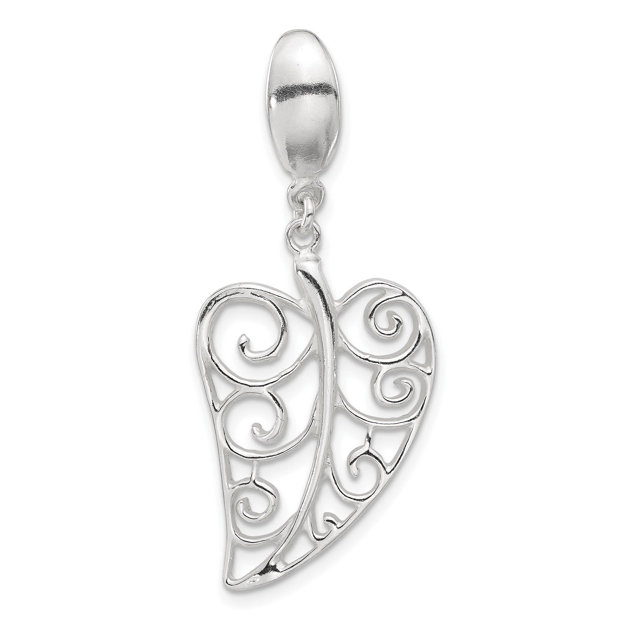 Sterling Silver Heart Pendant with Filigree Openwork Scroll Design, Romantic Dainty Charm