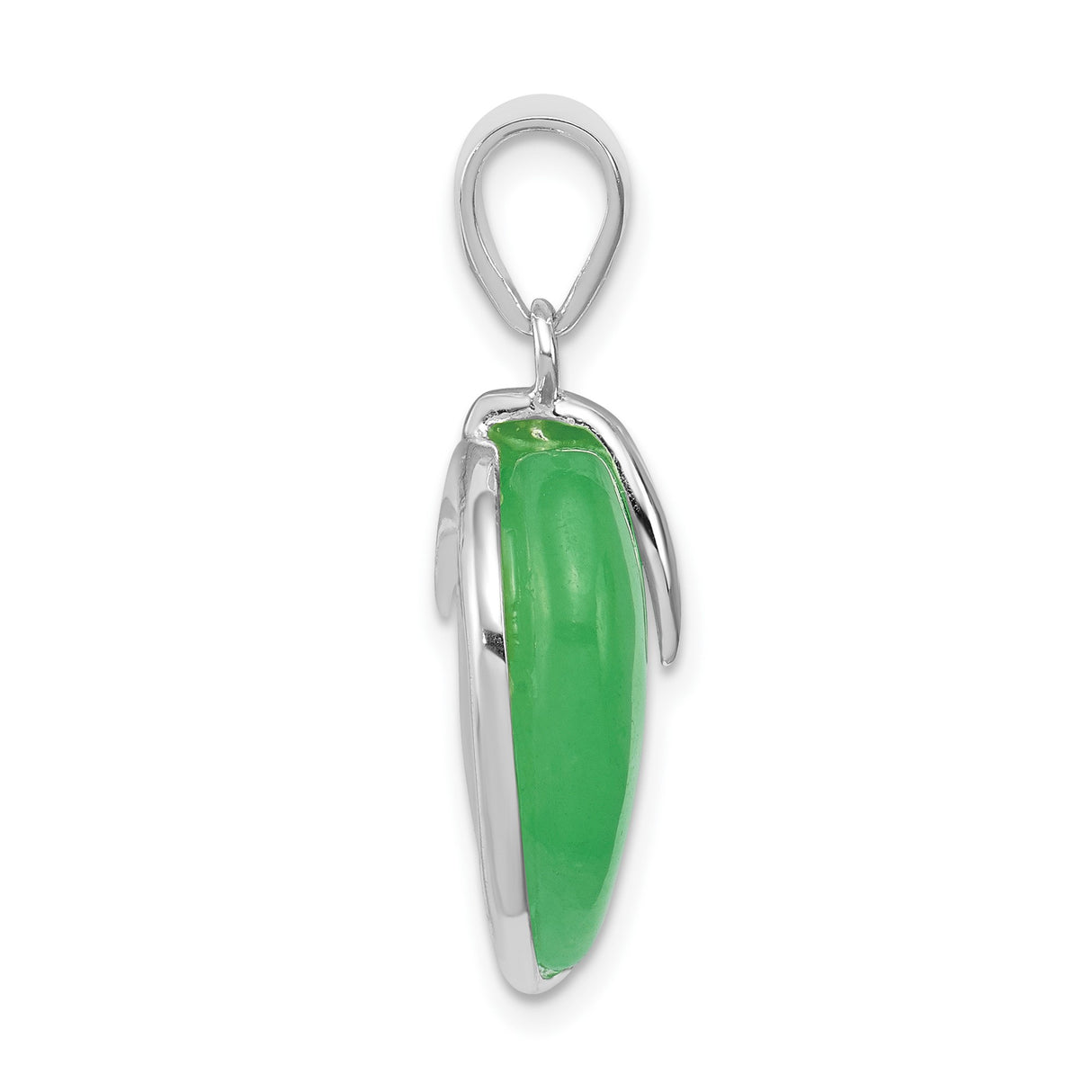 Sterling Silver Heart Pendant with Green Jade, Swirl Design, Symbol of Love and Harmony