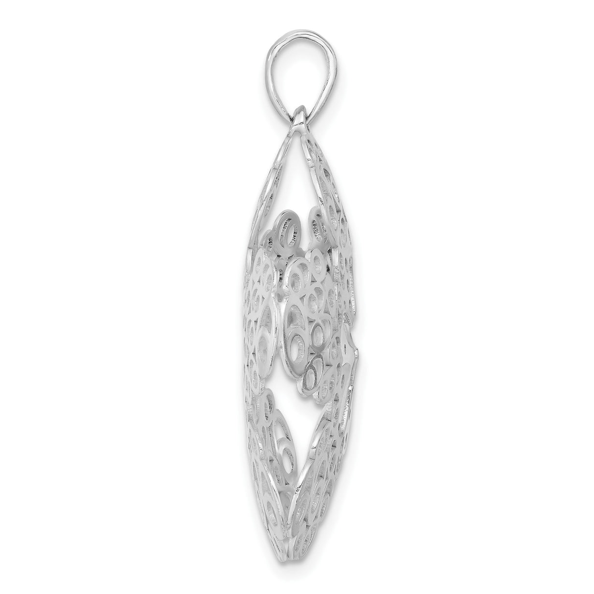 Sterling Silver Flower Pendant with Openwork Filigree Scroll Design for Women