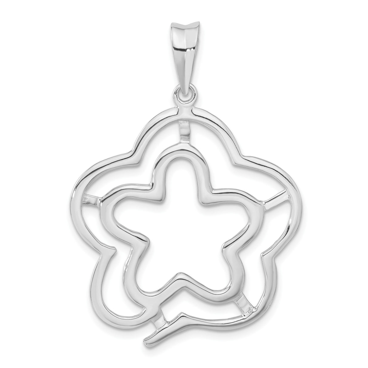 Sterling Silver Pendant with Openwork Abstract Floral Design, Nature-Inspired Jewelry for Women