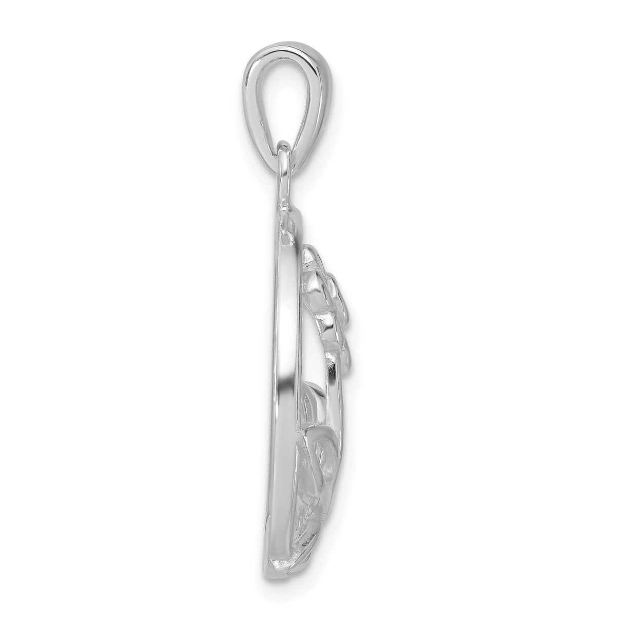 Sterling Silver Flower Pendant with Openwork Daisy and Leaf Design