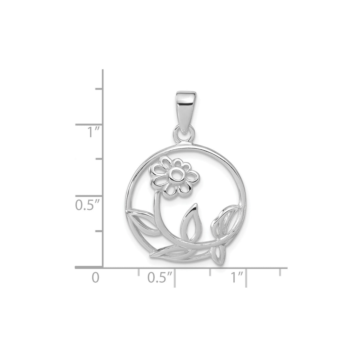 Sterling Silver Flower Pendant with Openwork Daisy and Leaf Design