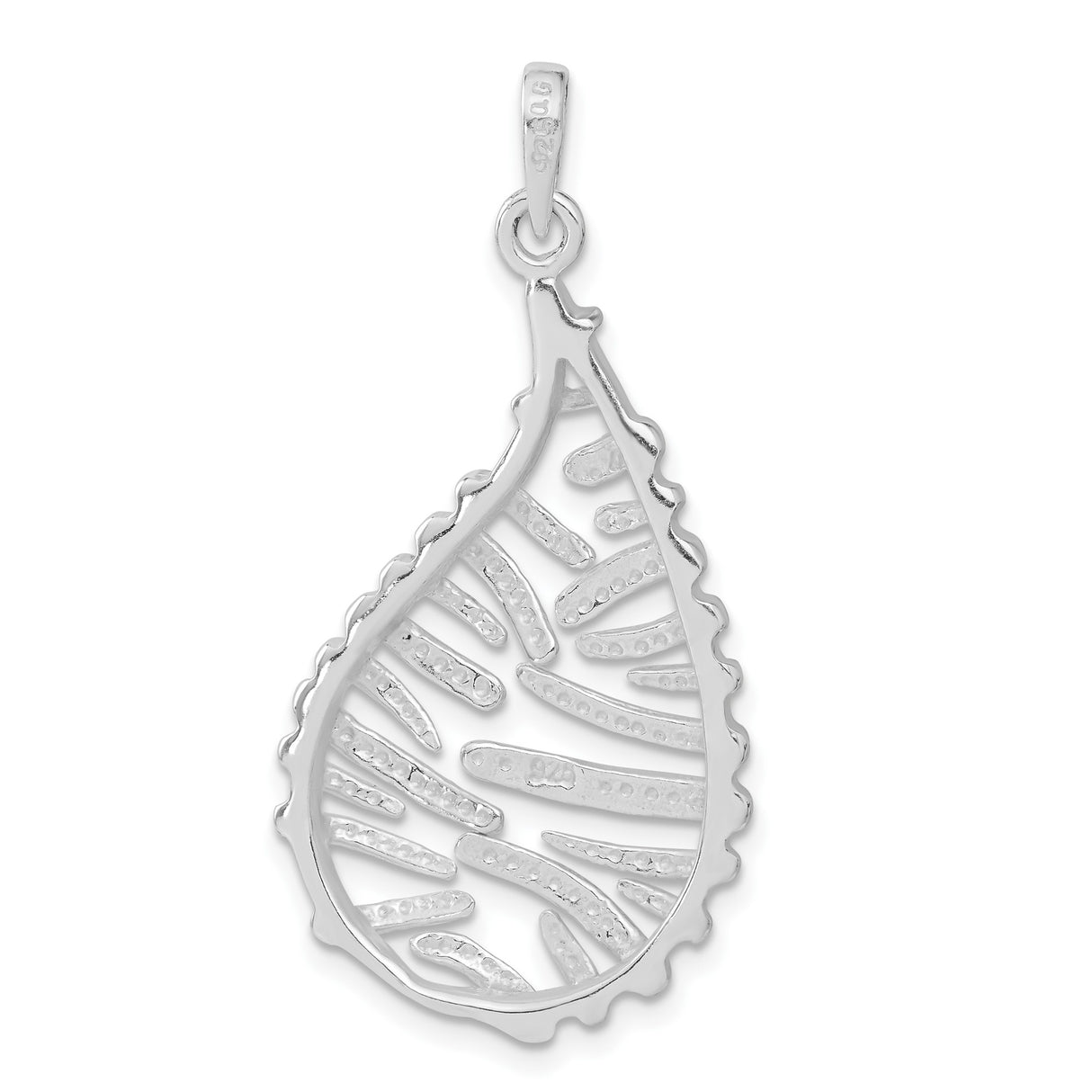 Sterling Silver Teardrop Pendant with Modern Wire Tree Design, Abstract Minimalist Jewelry