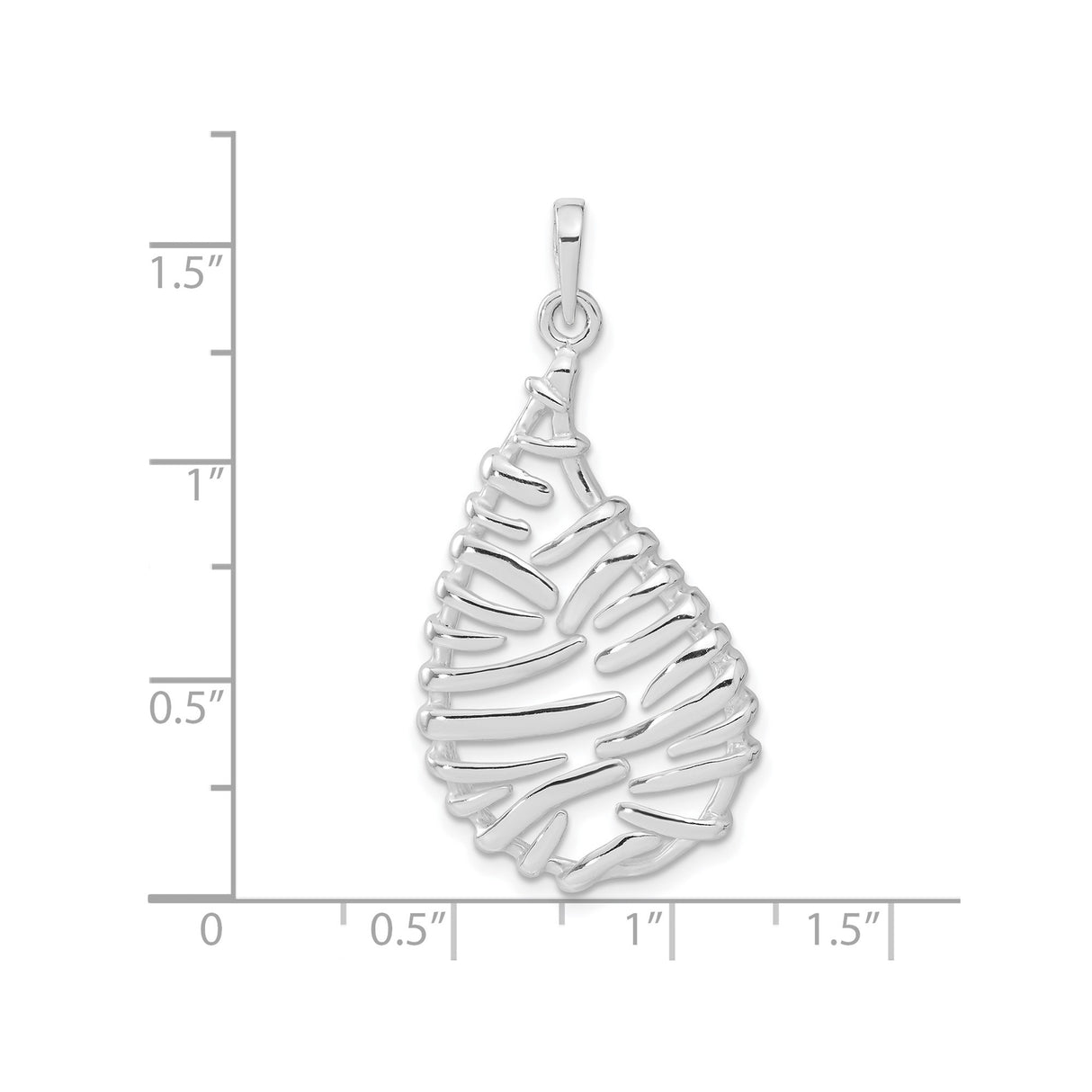 Sterling Silver Teardrop Pendant with Modern Wire Tree Design, Abstract Minimalist Jewelry