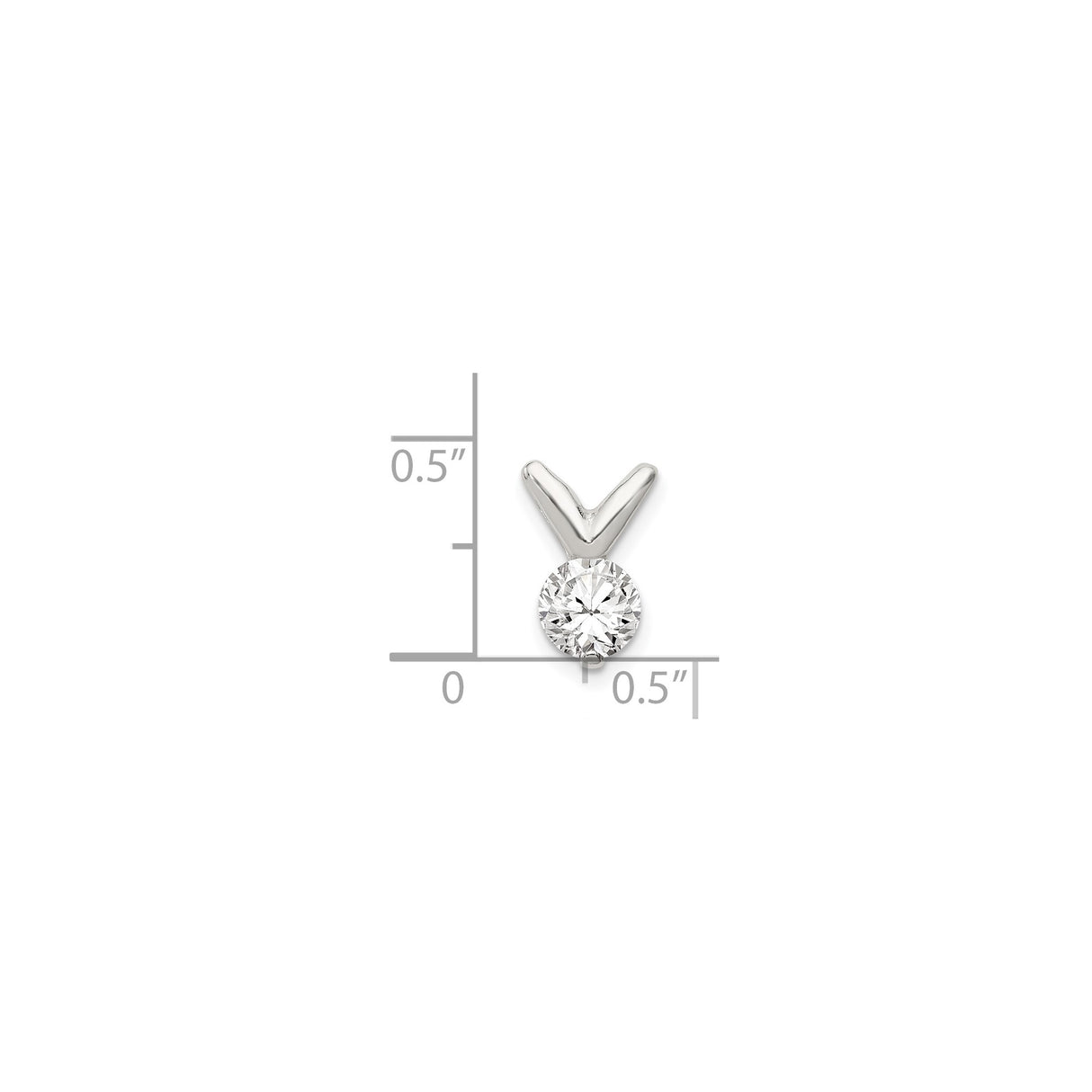 Sterling Silver Solitaire Pendant with Round Cubic Zirconia, Minimalist Design