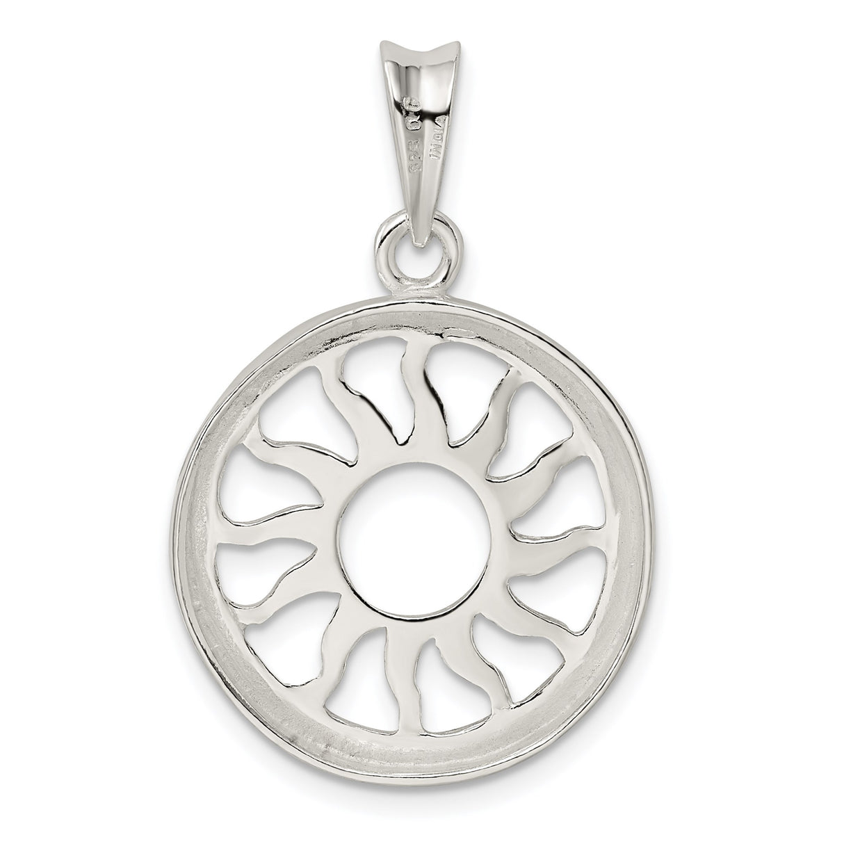 Sterling Silver Sunburst Pendant, Openwork Circular Sun Symbol, Celestial Boho Talisman
