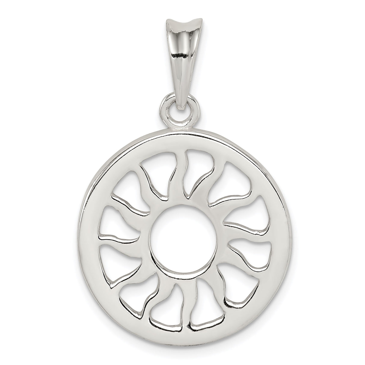 Sterling Silver Sunburst Pendant, Openwork Circular Sun Symbol, Celestial Boho Talisman