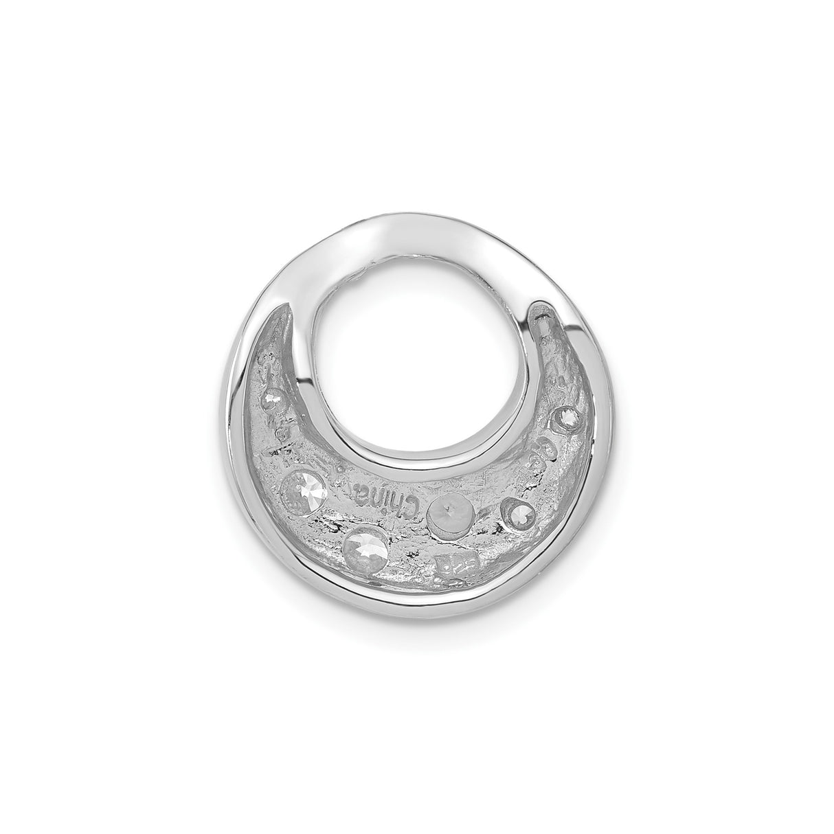 Sterling Silver Circle Pendant with Cubic Zirconia, Minimalist Open Ring Design