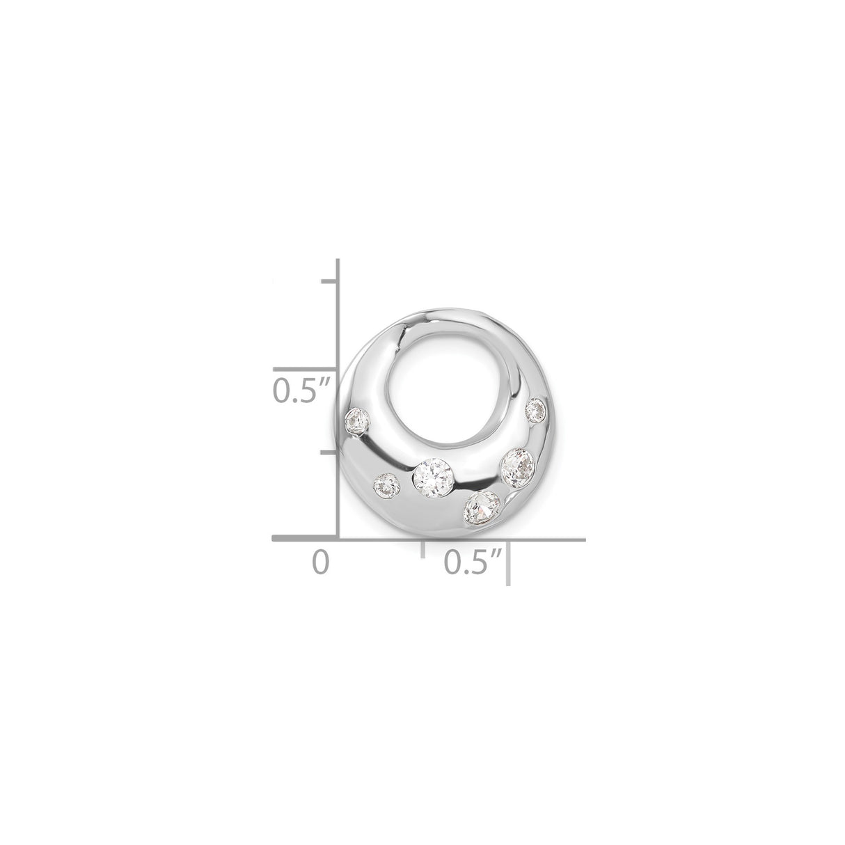 Sterling Silver Circle Pendant with Cubic Zirconia, Minimalist Open Ring Design