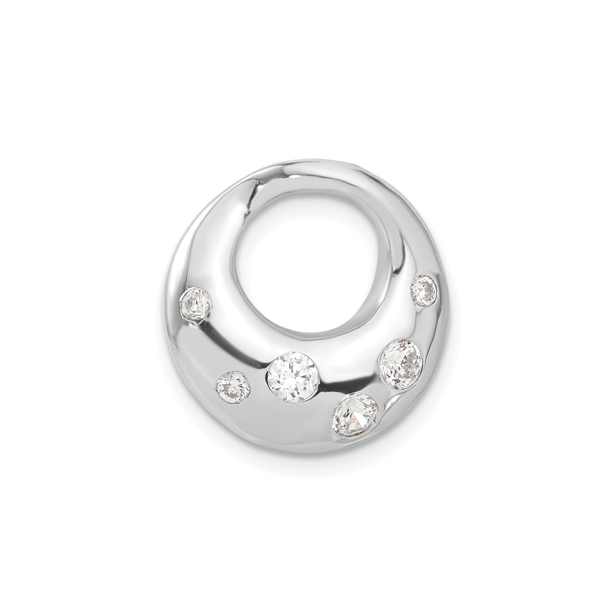 Sterling Silver Circle Pendant with Cubic Zirconia, Minimalist Open Ring Design