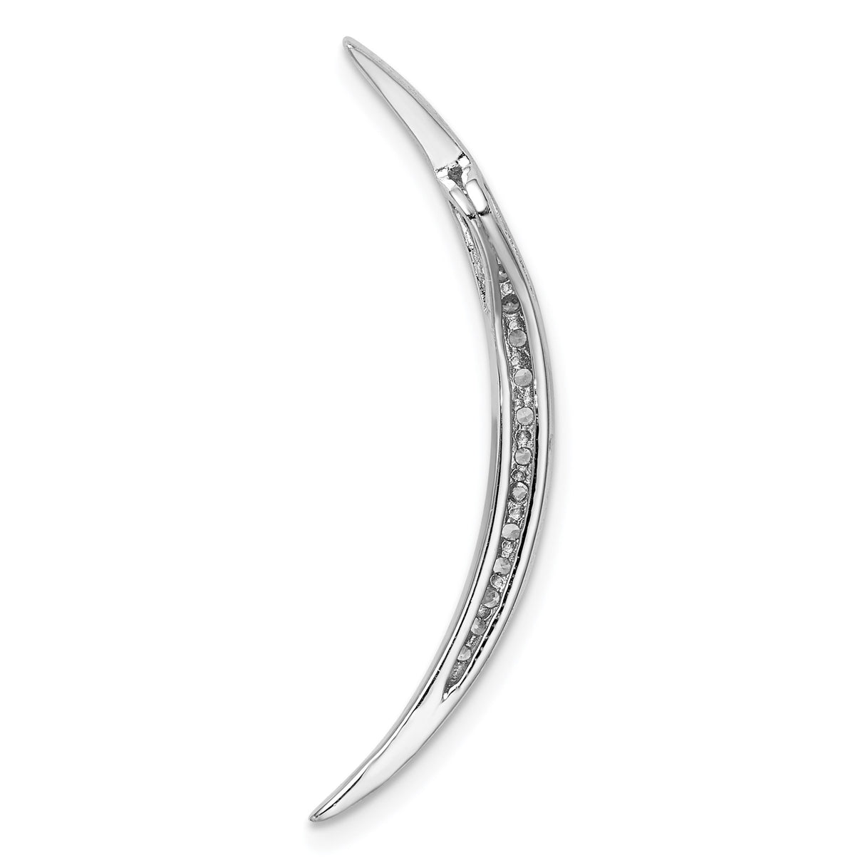 Sterling Silver Crescent Moon Pendant with Cubic Zirconia, Celestial and Boho Spiritual Jewelry