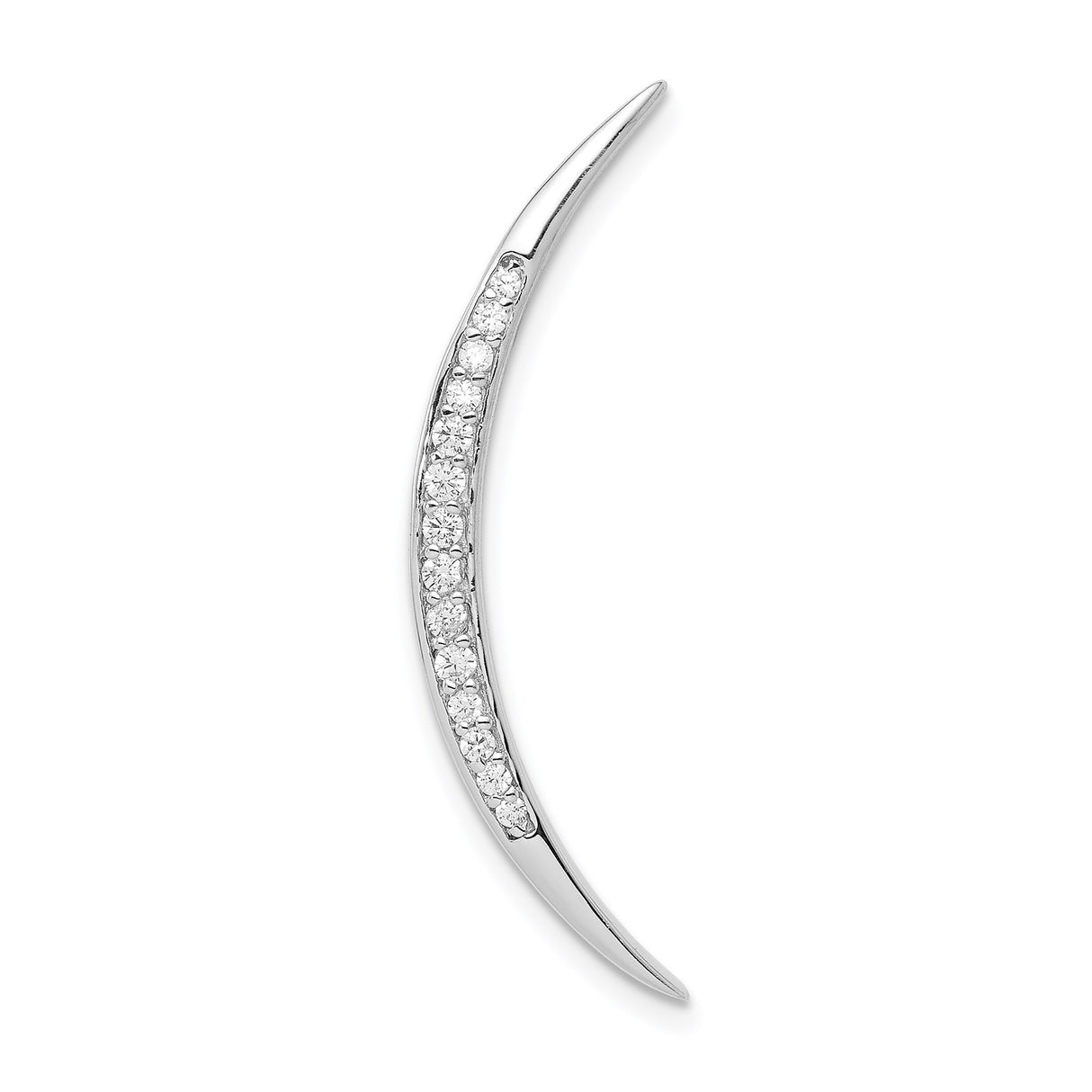 Sterling Silver Crescent Moon Pendant with Cubic Zirconia, Celestial and Boho Spiritual Jewelry