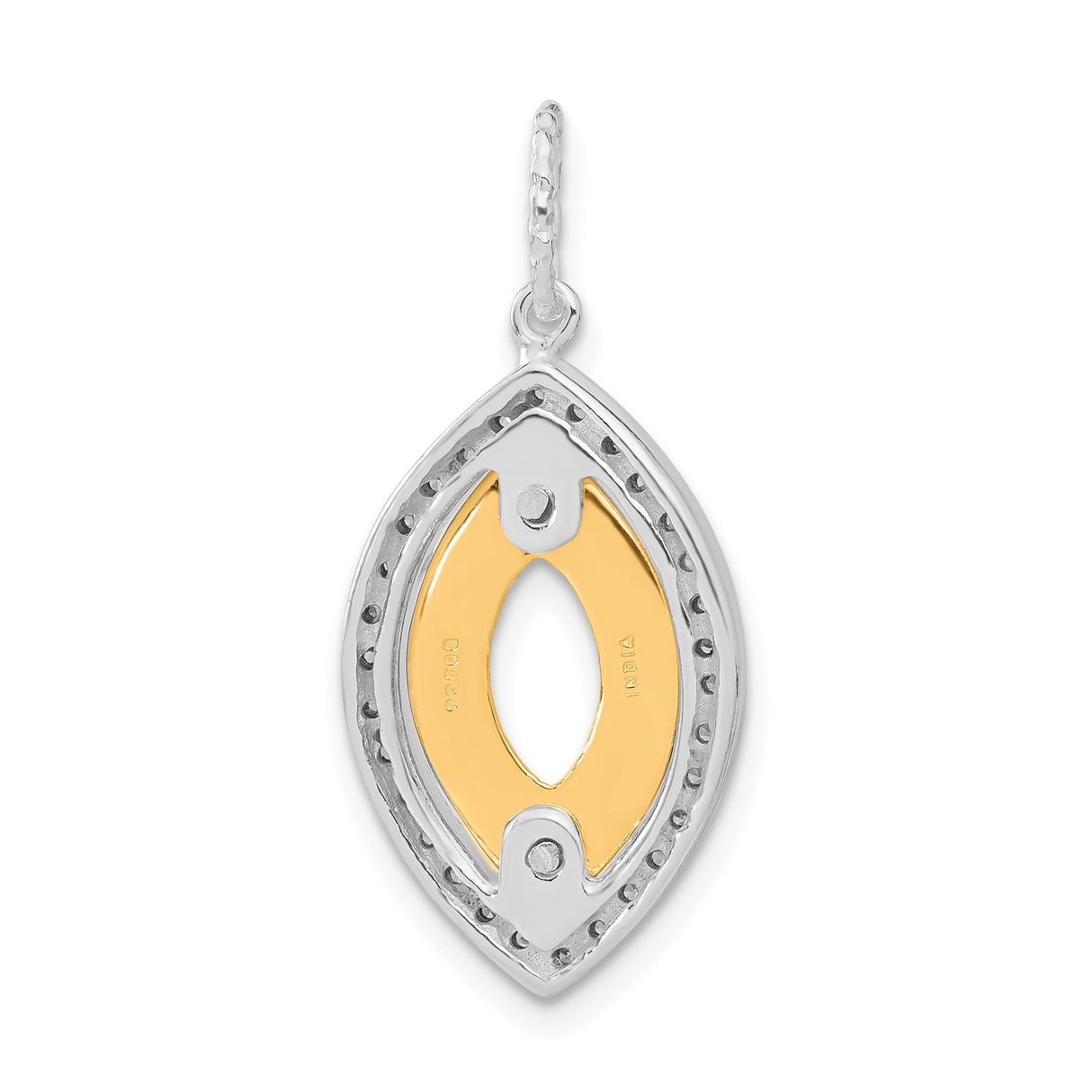 Sterling Silver Eye Pendant with Cubic Zirconia Halo, Marquise Shape and Radiant Cutout Center