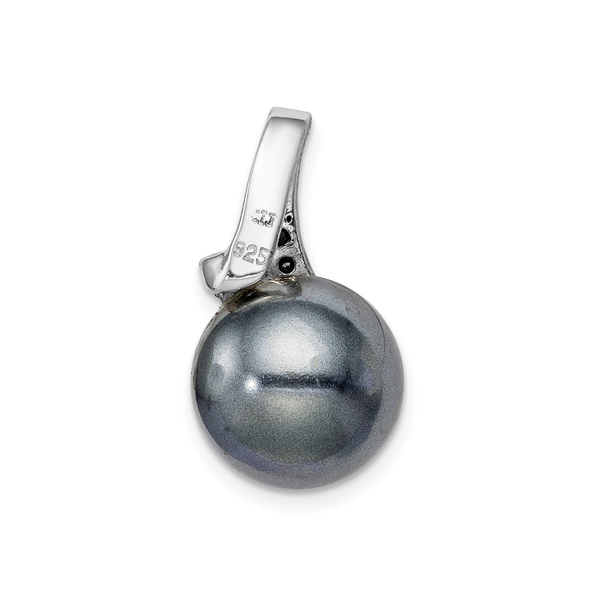 Sterling Silver Pendant with Hematite, Cubic Zirconia, and Pearl in Abstract Design