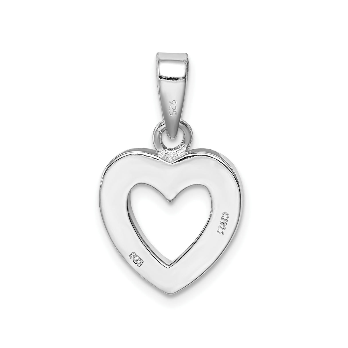 Sterling Silver Heart Pendant with Cubic Zirconia and Lab Created Blue Opal Inlay