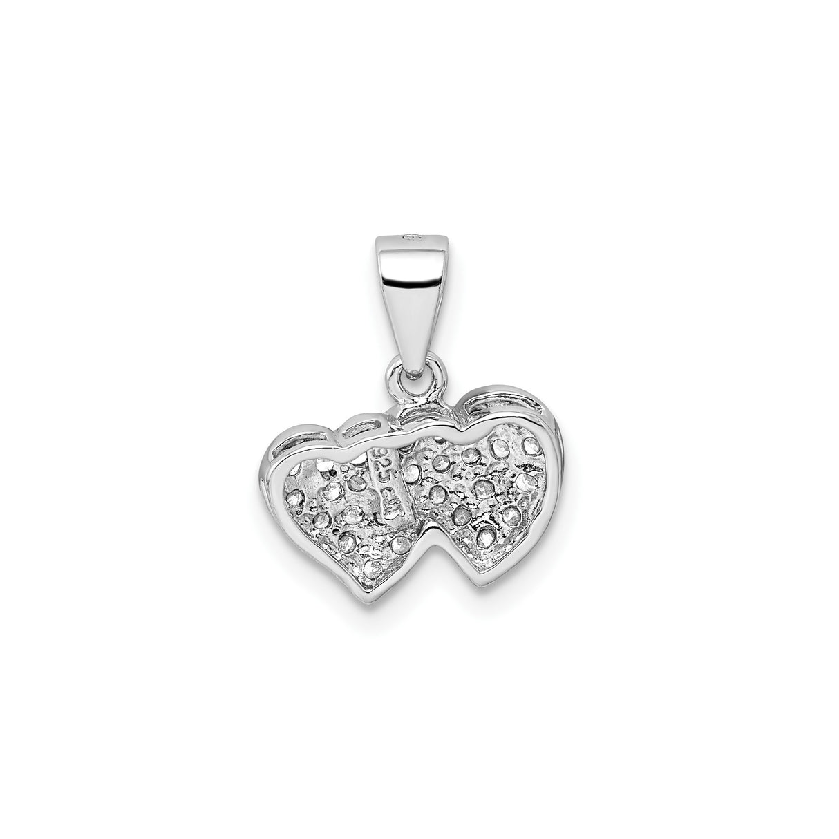Sterling Silver Double Heart Pendant with Cubic Zirconia, Romantic Joined Hearts Design