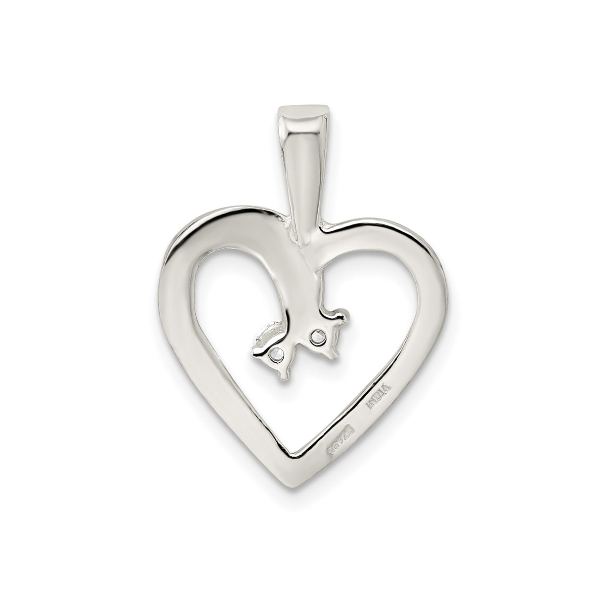 Sterling Silver Heart Pendant with Cubic Zirconia, Open Design Symbolizing Love and Connection