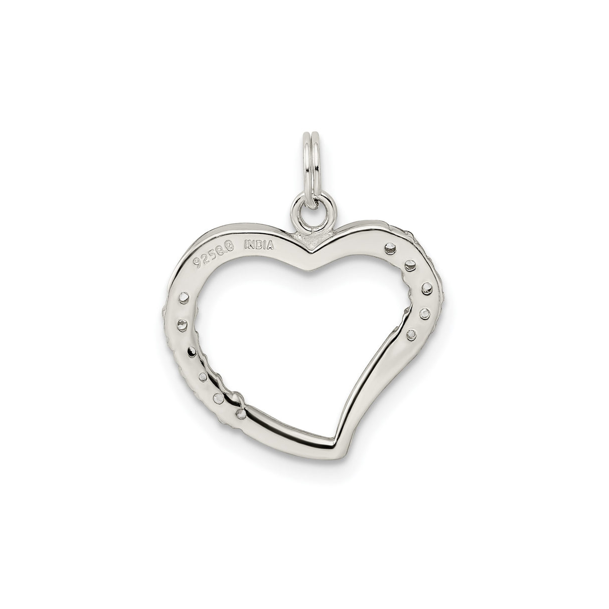 Sterling Silver Heart Pendant with Cubic Zirconia Accents, Open Heart Design for Women