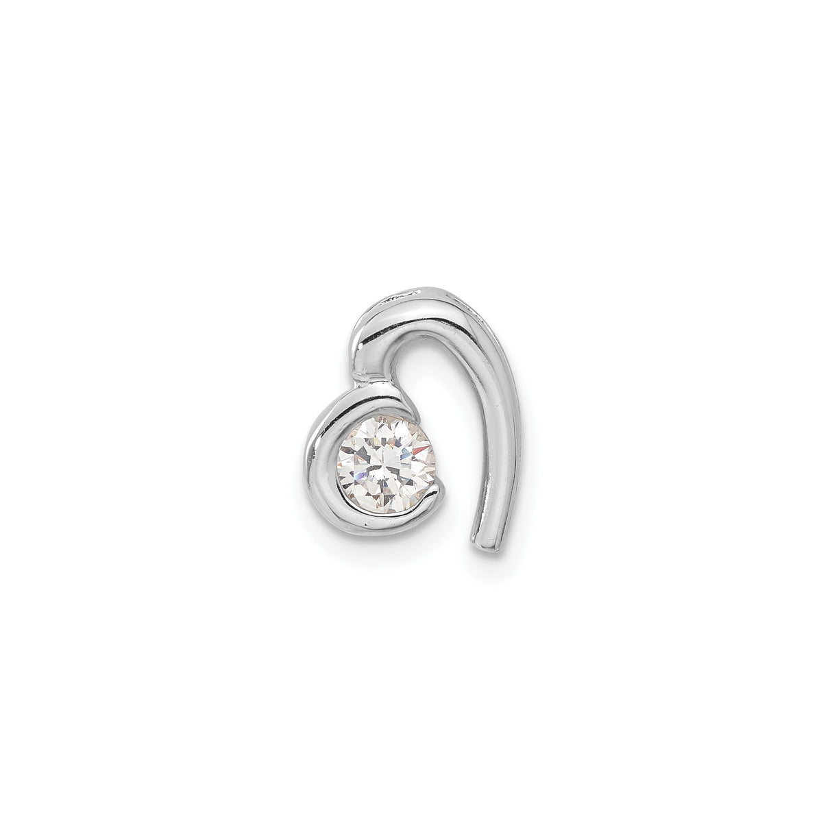 Sterling Silver Heart Pendant with Cubic Zirconia, Abstract Minimalist Design for Women