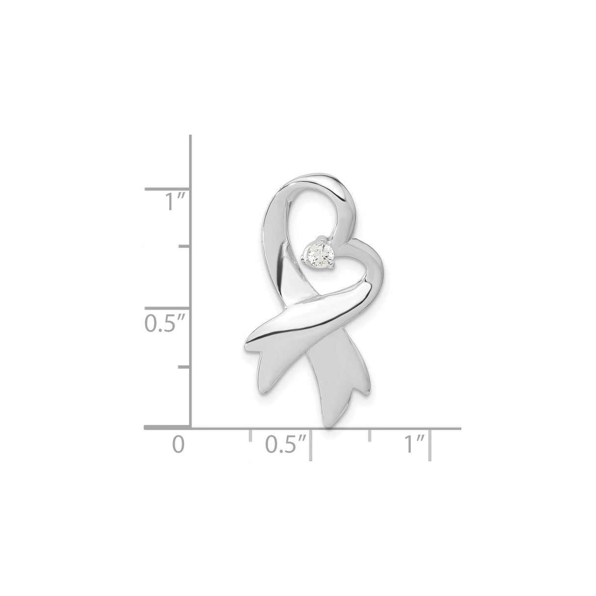 Sterling Silver Awareness Ribbon Pendant with Cubic Zirconia Heart, Memorial Jewelry for Women