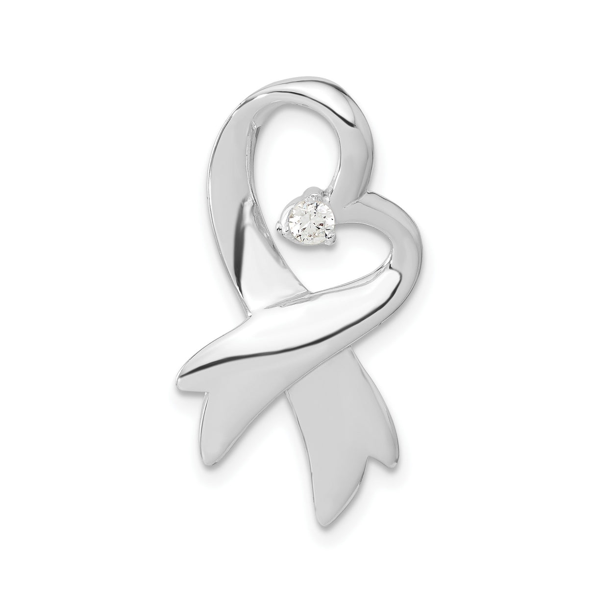 Sterling Silver Awareness Ribbon Pendant with Cubic Zirconia Heart, Memorial Jewelry for Women
