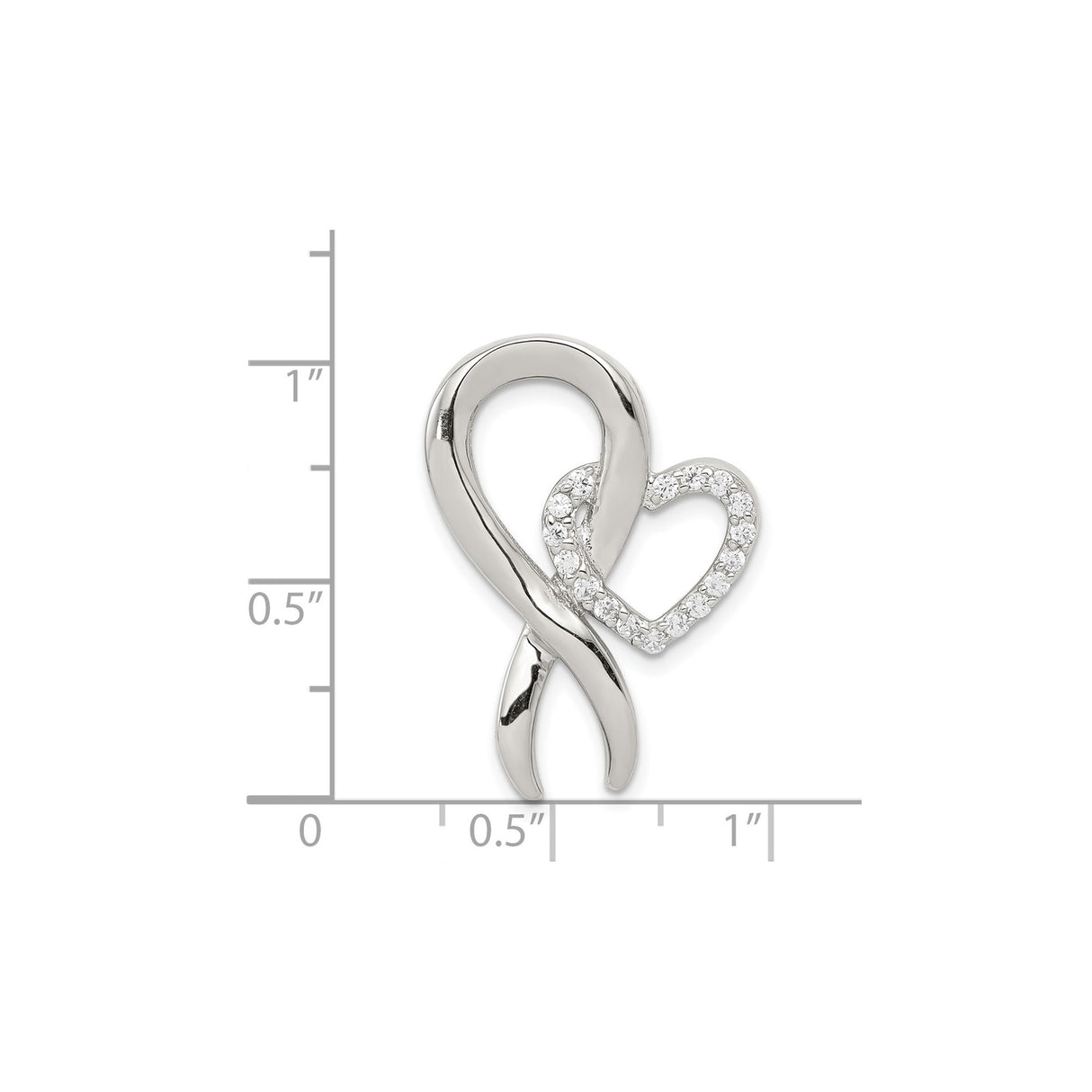 Sterling Silver Awareness Ribbon Pendant with Cubic Zirconia Heart Accent, Memorial Jewelry for Women