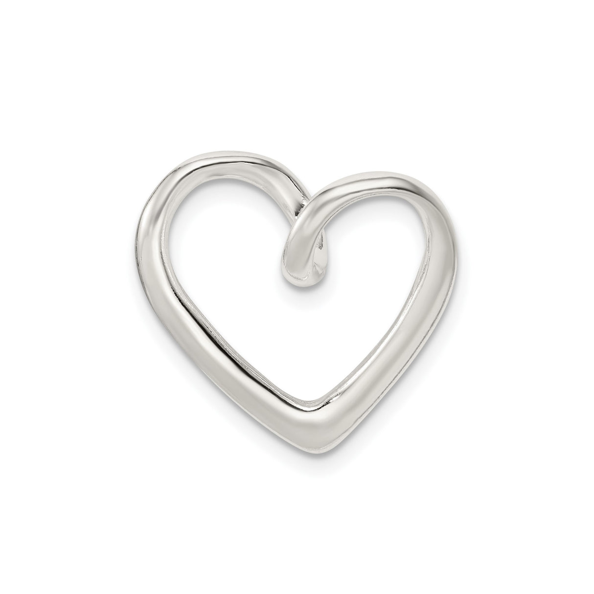 Sterling Silver Open Heart Pendant, Minimalist Modern Love Charm for Women