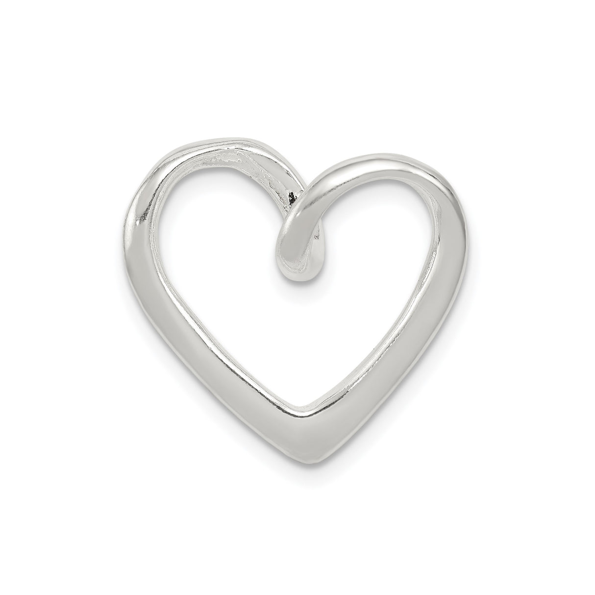 Sterling Silver Open Heart Pendant, Minimalist Modern Love Charm for Women