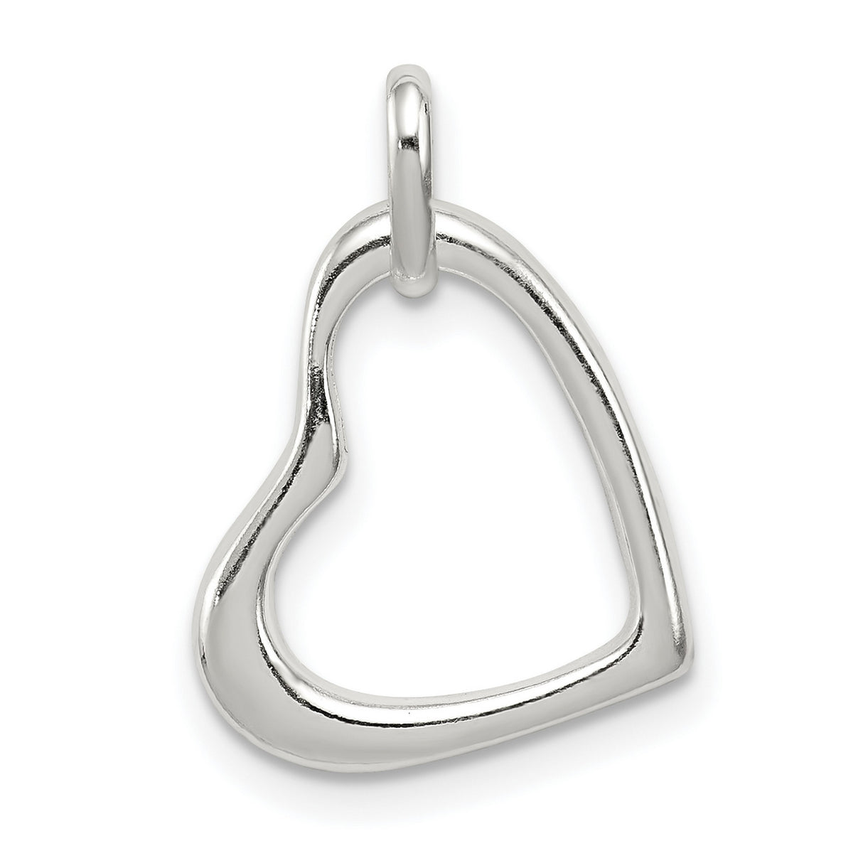 Sterling Silver Heart Pendant, Asymmetrical Open Heart Design, Minimalist Romantic Jewelry for Women