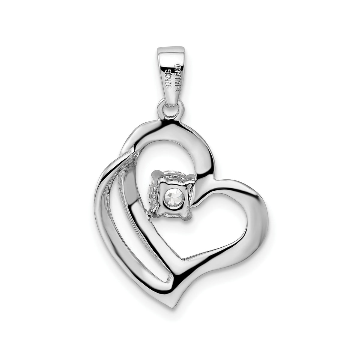 Sterling Silver Heart Pendant with Cubic Zirconia Centerpiece, Romantic Jewelry for Women