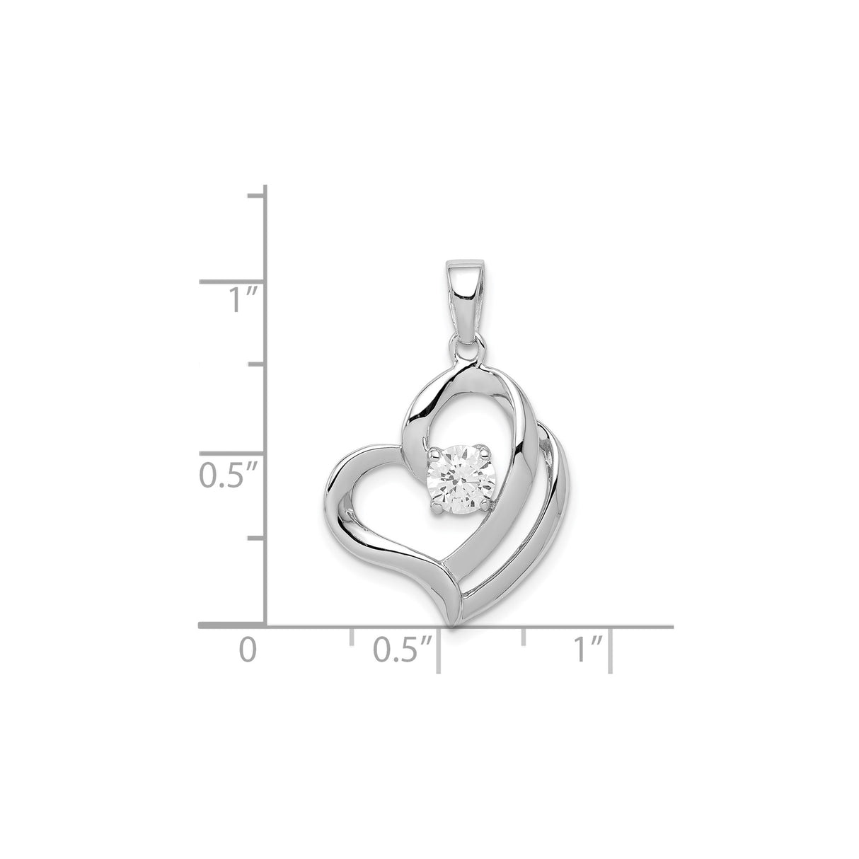 Sterling Silver Heart Pendant with Cubic Zirconia Centerpiece, Romantic Jewelry for Women