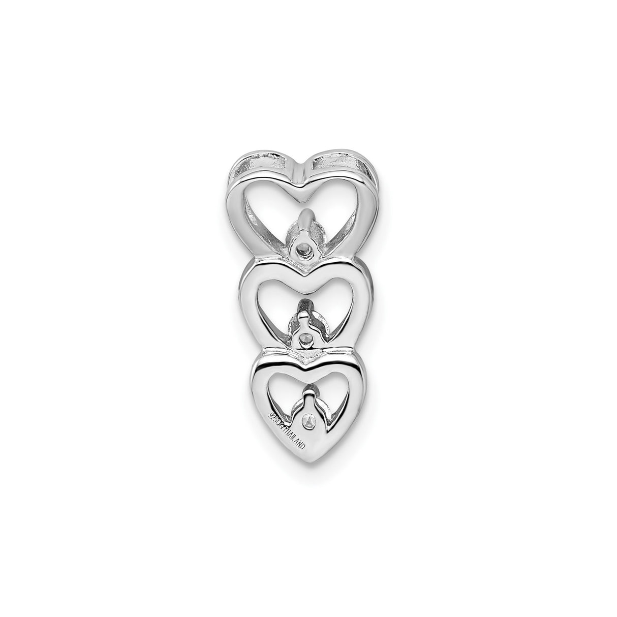 Sterling Silver Heart Pendant with Cubic Zirconia, Three Open Hearts Design